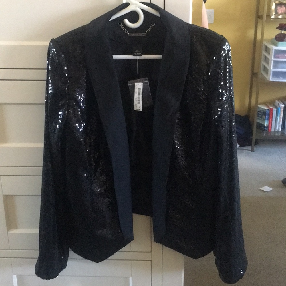 White house black market sequin tuxedo blazer NWT